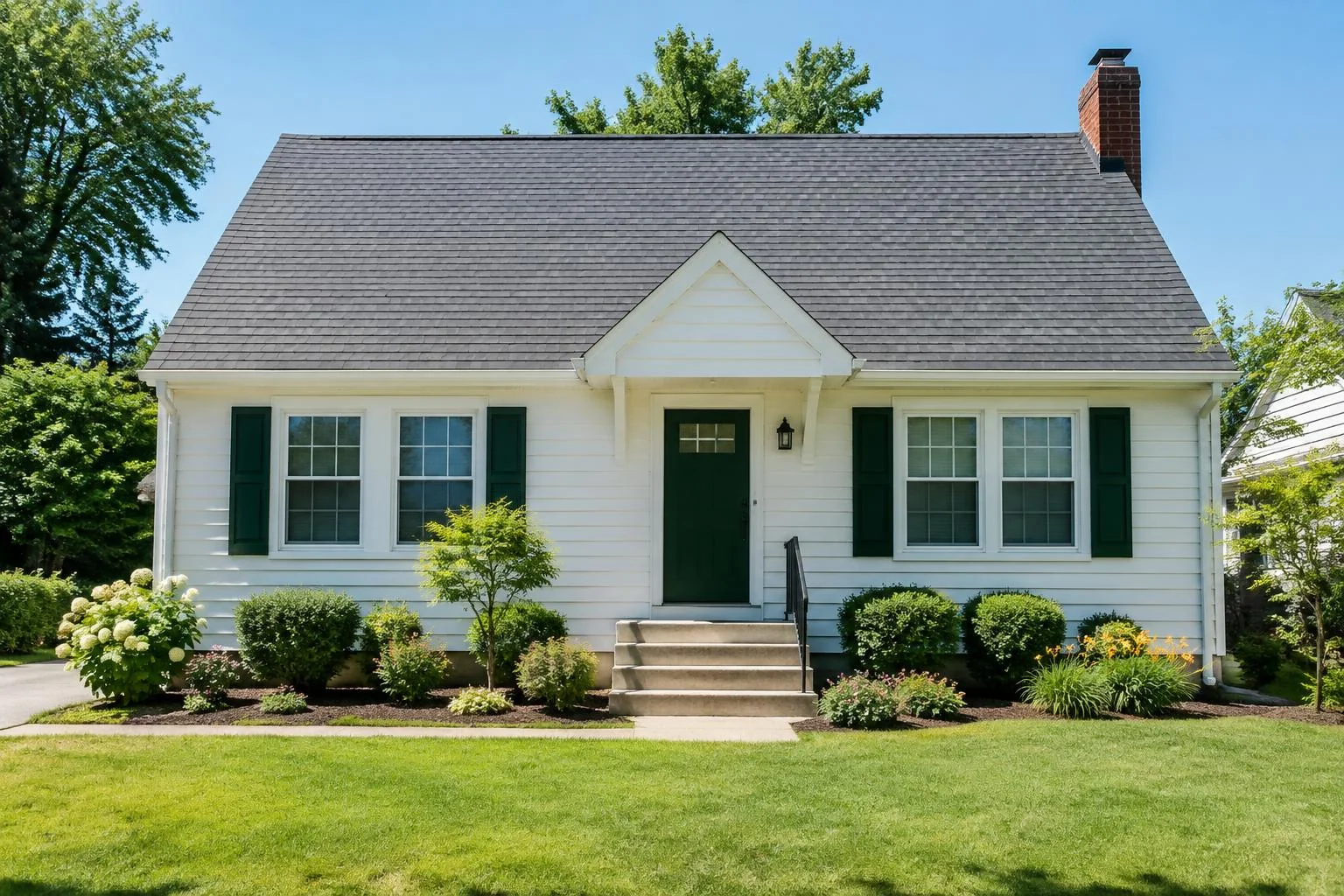Reverse mortgage property requirements 2026 — eligible homes, condos and manufactured housing Well-maintained single-family home with a visible roof, front steps and handrail
