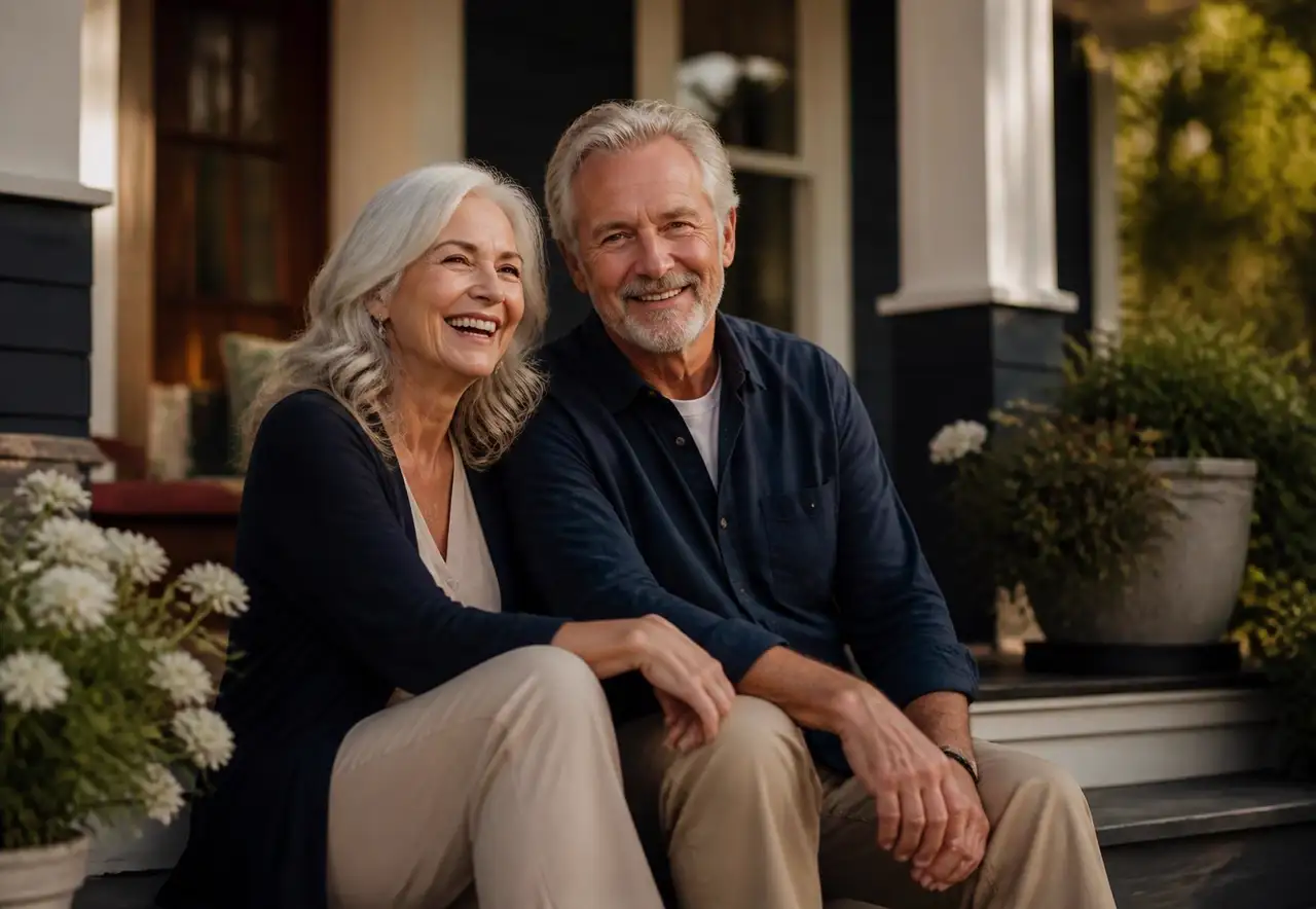 Senior homeowners reviewing reverse mortgage options together at home