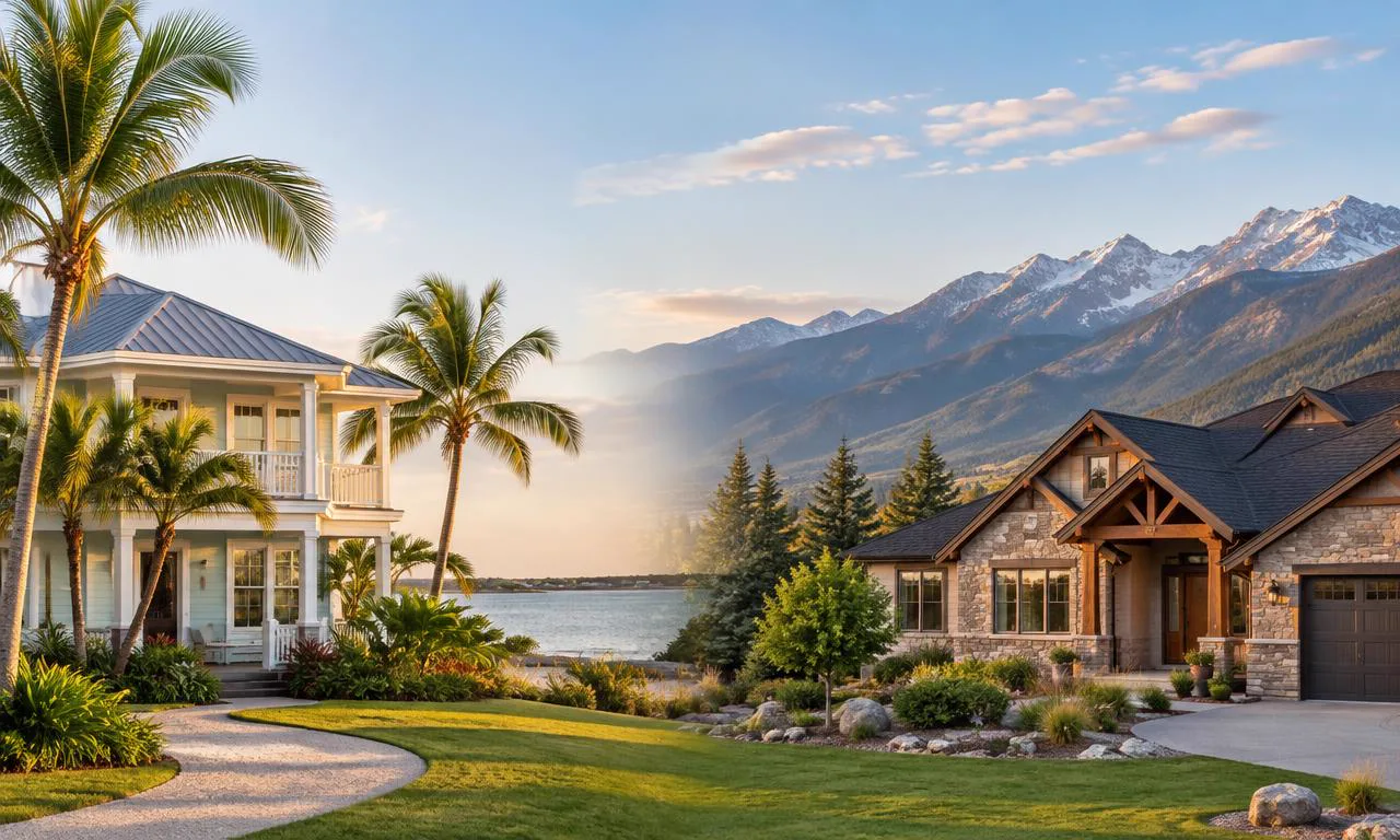 Florida coastal and Colorado mountain homes representing state and city reverse mortgage guides