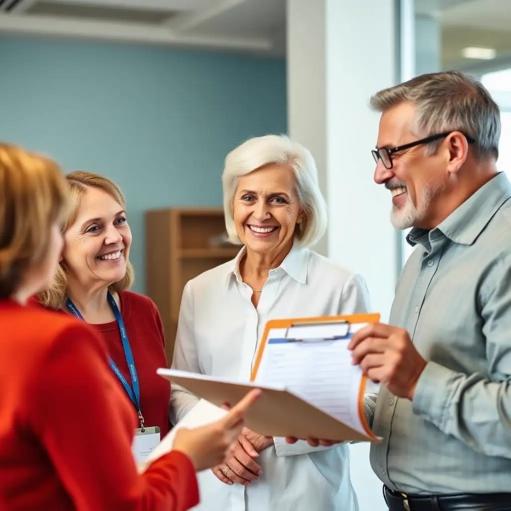 Reverse mortgage eligibility requirements — senior couple reviewing a HECM eligibility checklist Senior couple meeting with an advisor to review reverse mortgage eligibility requirements