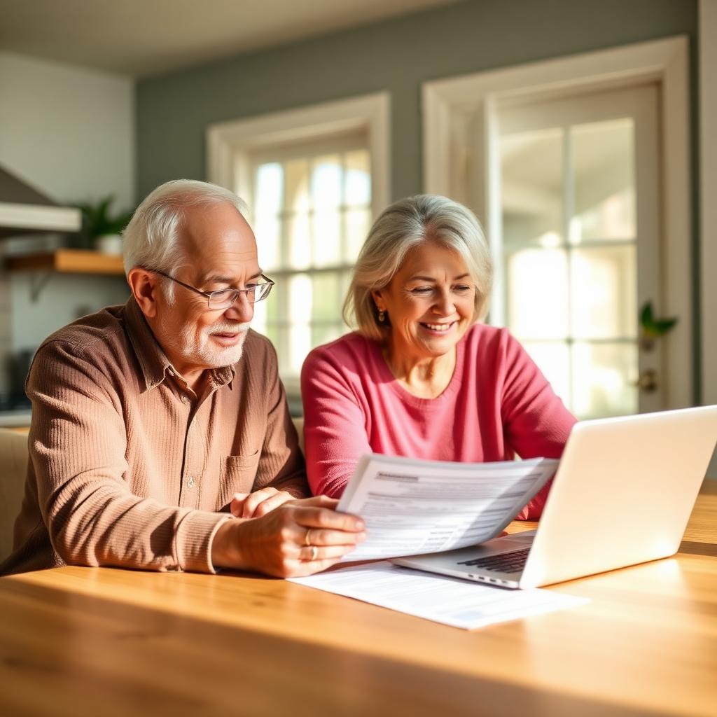 HECM reverse mortgage program — senior homeowners 62+ reviewing FHA-insured HECM details Senior couple reviewing HECM reverse mortgage program documents with an advisor