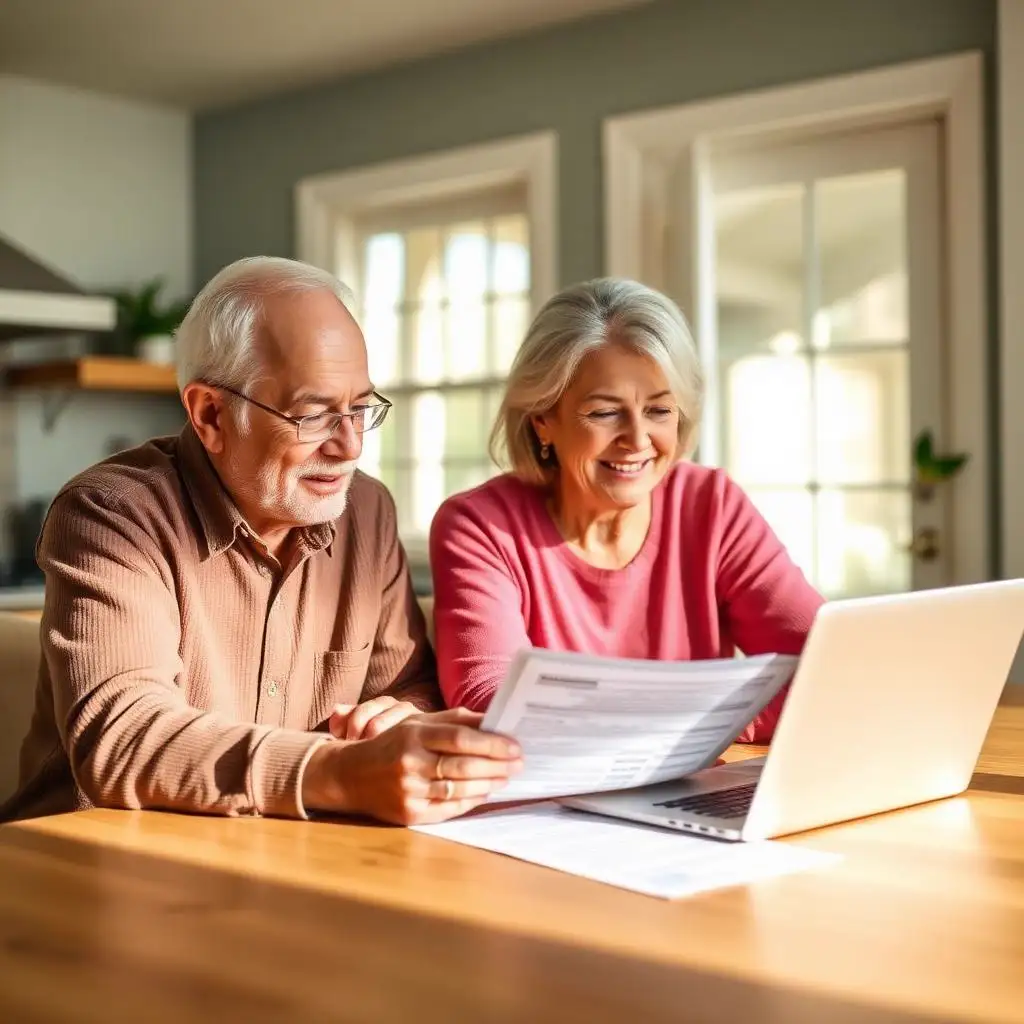 HECM reverse mortgage program — senior homeowners 62+ reviewing FHA-insured HECM details Senior couple reviewing HECM reverse mortgage program documents with an advisor