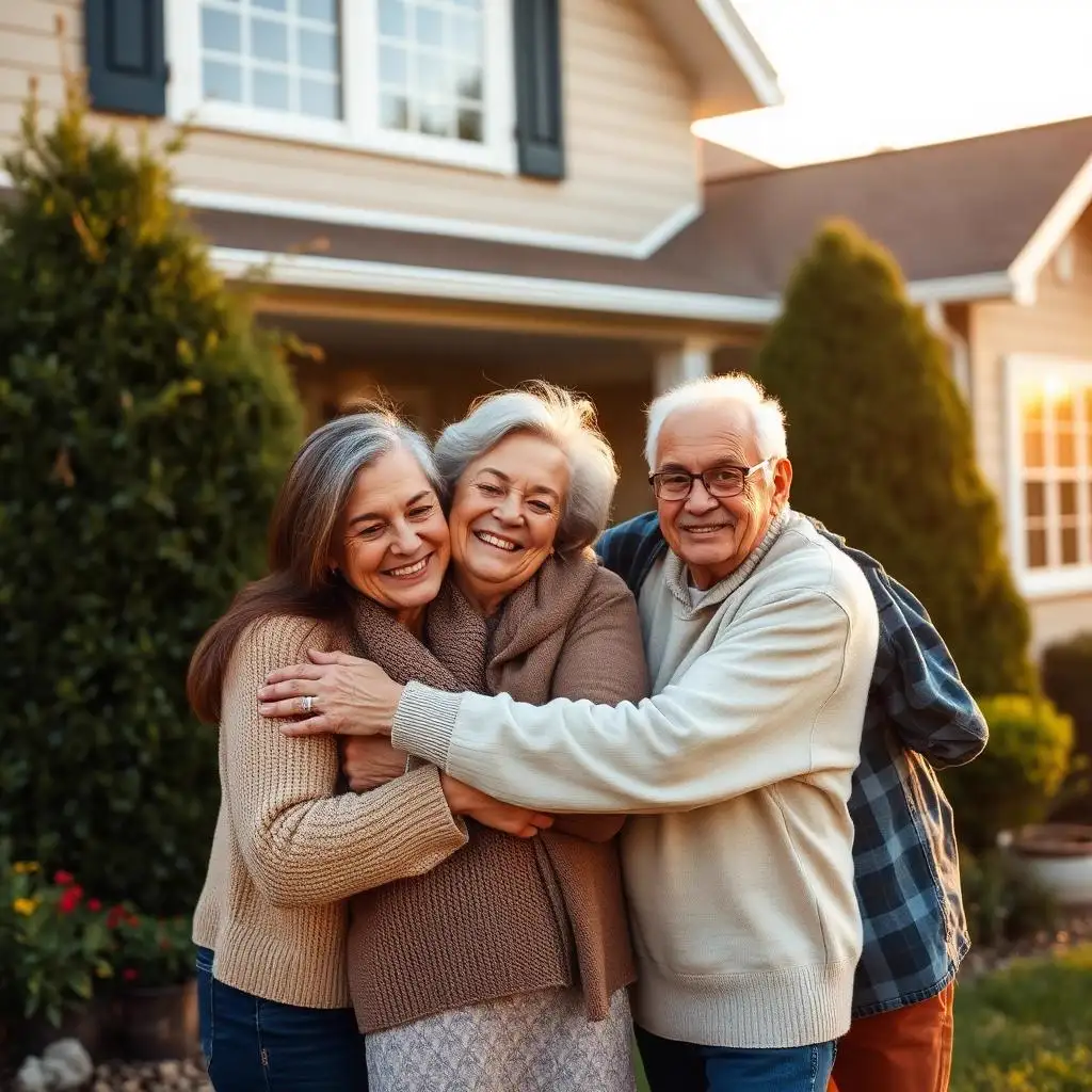 Reverse mortgage heirs and non-recourse — adult children reviewing HECM heir options and 95% rule Adult children meeting with an advisor to discuss reverse mortgage heir rights and non-recourse protections
